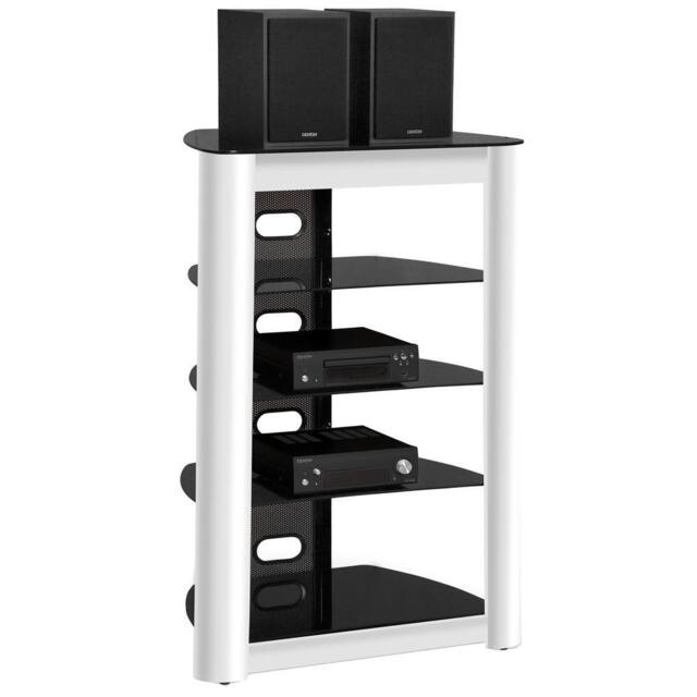 Centurion Supports ZINNIA 5-Shelf Flat Screen TV/Hi-Fi/AV Rack Glass Multimedia Stand - image 1
