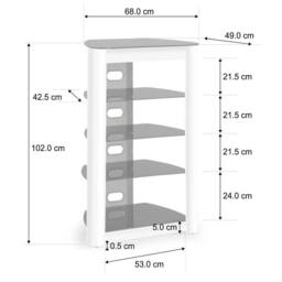 Centurion Supports ZINNIA 5-Shelf Flat Screen TV/Hi-Fi/AV Rack Glass Multimedia Stand - thumbnail 7