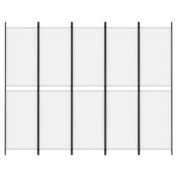 Berkfield Home 5-Panel Room Divider White 250x200 cm Fabric - thumbnail 3