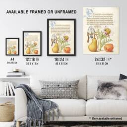 "Artery8 Caterpillar Flowers & Fruit Calligraphy Framed Wall Art Print - Size: W12"" x H16""" - thumbnail 3