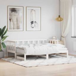 Berkfield Home Beautiful Daybed with Trundle White 90x190 cm Solid Wood Pine - thumbnail 2