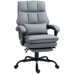 HOMCOM Executive Office Chair, PU Leather Desk Chair with Armrests in Grey - thumbnail 2