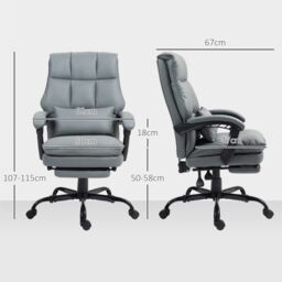 HOMCOM Executive Office Chair, PU Leather Desk Chair with Armrests in Grey - thumbnail 3