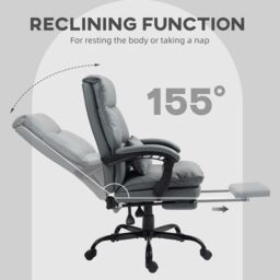 HOMCOM Executive Office Chair, PU Leather Desk Chair with Armrests in Grey - thumbnail 4