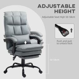 HOMCOM Executive Office Chair, PU Leather Desk Chair with Armrests in Grey - thumbnail 5