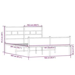 Berkfield Home Metal Bed Frame without Mattress Sonoma Oak 160x200 cm in Brown - thumbnail 9