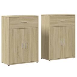 Berkfield Home Sideboards 2 pcs Sonoma Oak 60x30x84 cm Engineered Wood in Light Tan - Size: 60 x 30 x 84 cm - thumbnail 3