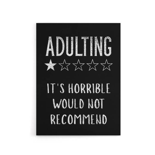 "Artery8 Adulting One Star Would Not Recommend Funny Canvas Wall Art Print in Black - Size: W24"" x H32""" - image 1