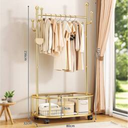 EONLION Gold Double Clothes Rail Hanging Rack Garment Display - Size: 500mm - thumbnail 2