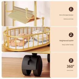 EONLION Gold Double Clothes Rail Hanging Rack Garment Display - Size: 500mm - thumbnail 4
