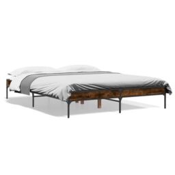 Berkfield Home Bed Frame without Mattress Smoked Oak 150x200 cm King Size in Brown - thumbnail 2