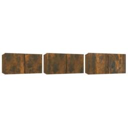 Berkfield Home Hanging TV Cabinets 3 pcs Smoked Oak 60x30x30 cm in Brown - Size: 60 x 30 x 30 cm - thumbnail 1