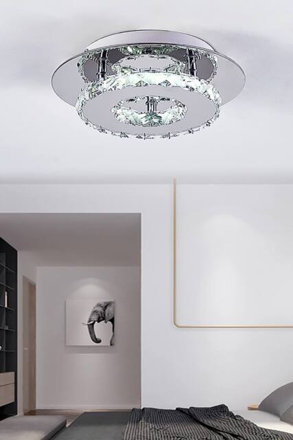Modern Small Crystal LED Ceiling Light for Hallways & Corridor in Silver - image 1
