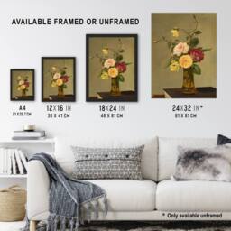 "Artery8 Still Life Bouquet Roses in a Vase Latour Framed Wall Art Print - Size: W12"" x H16""" - thumbnail 3