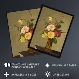 "Artery8 Still Life Bouquet Roses in a Vase Latour Framed Wall Art Print - Size: W12"" x H16""" - thumbnail 2