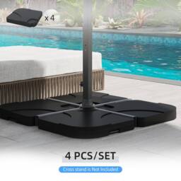 OUTSUNNY Set of 4 Banana Parasol Base Stand Water & Sand Filled Weights in Black - thumbnail 4
