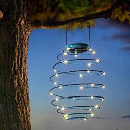 Marco Paul Solar Powered Warm White Copper LED Spiral Hanging Garden Lights - thumbnail 1