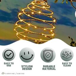 Marco Paul Solar Powered Warm White Copper LED Spiral Hanging Garden Lights - thumbnail 4