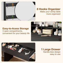 KEEPREAPER Stylish Dressing Table with Lights & Adjustable Lighting Colours in Black - thumbnail 6