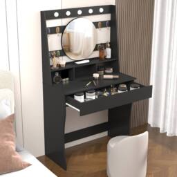 KEEPREAPER Stylish Dressing Table with Lights & Adjustable Lighting Colours in Black - thumbnail 8