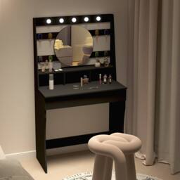 KEEPREAPER Stylish Dressing Table with Lights & Adjustable Lighting Colours in Black - thumbnail 9