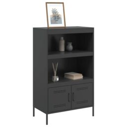 Berkfield Home Highboard Black 68x39x113 cm Steel - Size: 68 x 39 x 113 cm - thumbnail 4