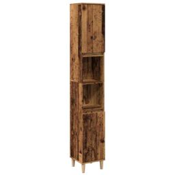 Berkfield Home Bathroom Cabinet Old Wood 30x30x190 cm Engineered Wood in Brown - Size: 30 x 30 x 190 cm - thumbnail 2