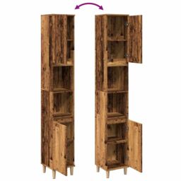 Berkfield Home Bathroom Cabinet Old Wood 30x30x190 cm Engineered Wood in Brown - Size: 30 x 30 x 190 cm - thumbnail 8