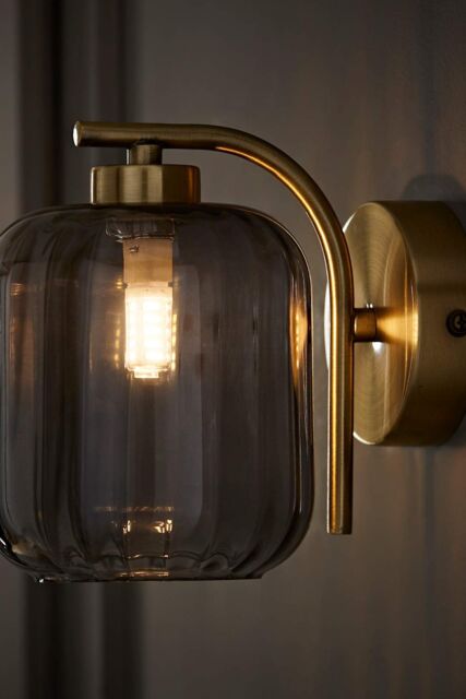 ValueLights Amelie Gold Stem Single Ribbed Glass Lamp Wall Light - image 1