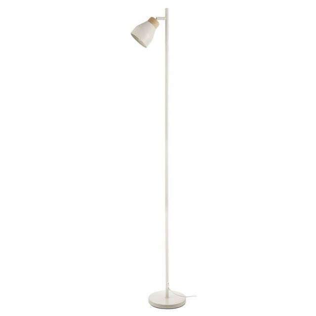 Happy Homewares Muted Dove Grey Scandinavian Designed Floor Lamp with Wooden Trim in Off-White - image 1