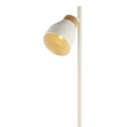 Happy Homewares Muted Dove Grey Scandinavian Designed Floor Lamp with Wooden Trim in Off-White - thumbnail 3