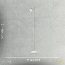 Happy Homewares Muted Dove Grey Scandinavian Designed Floor Lamp with Wooden Trim in Off-White - thumbnail 7