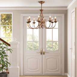 NIVOR 8 Lights French Country Vintage Chandelier Adjustable Bronze Pendant - thumbnail 6