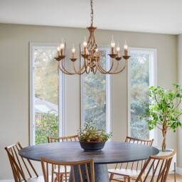 NIVOR 8 Lights French Country Vintage Chandelier Adjustable Bronze Pendant - thumbnail 8