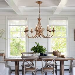 NIVOR 8 Lights French Country Vintage Chandelier Adjustable Bronze Pendant - thumbnail 3
