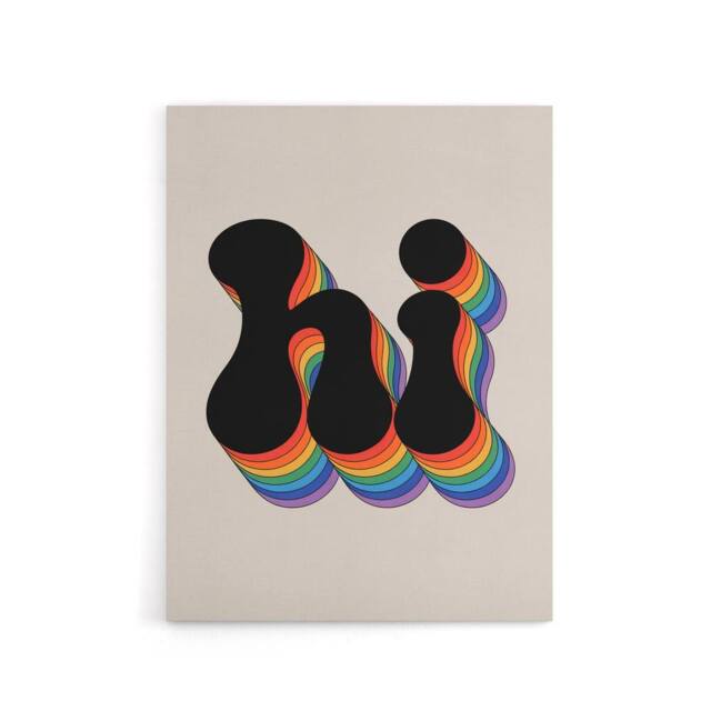 "Artery8 Hi Vibrant Retro Rainbow Font Typography Word Canvas Wall Art Print - Size: W24"" x H32""" - image 1