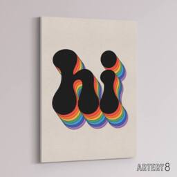 "Artery8 Hi Vibrant Retro Rainbow Font Typography Word Canvas Wall Art Print - Size: W24"" x H32""" - thumbnail 2