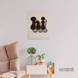 "Artery8 Hi Vibrant Retro Rainbow Font Typography Word Canvas Wall Art Print - Size: W24"" x H32""" - thumbnail 3