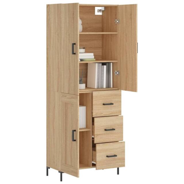 Berkfield Home Highboard Sonoma Oak 69.5x34x180 cm Engineered Wood in Natural - image 1