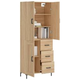 Berkfield Home Highboard Sonoma Oak 69.5x34x180 cm Engineered Wood in Natural - thumbnail 1