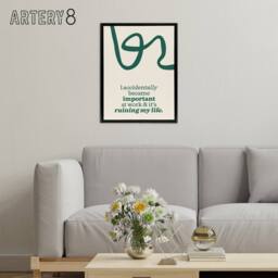 "Artery8 Accidentally Important At Work Ruining My Life Framed Canvas Art Print in Green - Size: W12"" x H16""" - thumbnail 3