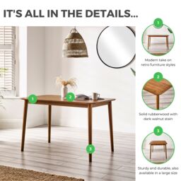 FurnitureboxUK Lynton 4 Seat Rustic Solid Wood Farmhouse Dining Table in Walnut - thumbnail 2