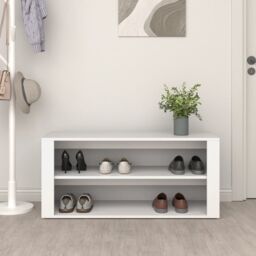 Berkfield Home Shoe Rack White 100x35x45 cm Engineered Wood - Size: 100 x 35 x 45 cm - thumbnail 3