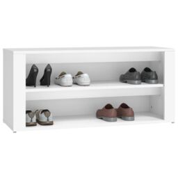 Berkfield Home Shoe Rack White 100x35x45 cm Engineered Wood - Size: 100 x 35 x 45 cm - thumbnail 4