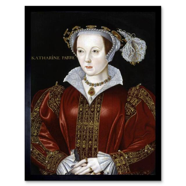 "Artery8 Scrots Catherine Parr Painting Home Decor 12x16"" Framed Wall Art Print in Black - Size: W12"" x H16""" - image 1