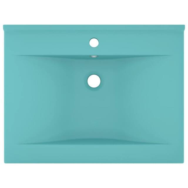 Berkfield Home Luxury Basin with Faucet Hole Matt Light Green 60x46 cm Ceramic in Aqua - image 1