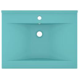 Berkfield Home Luxury Basin with Faucet Hole Matt Light Green 60x46 cm Ceramic in Aqua - thumbnail 1