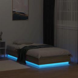 Berkfield Home Bed Frame without Mattress with LED Lights Sonoma Oak 90x190 cm Single in Brown - thumbnail 5