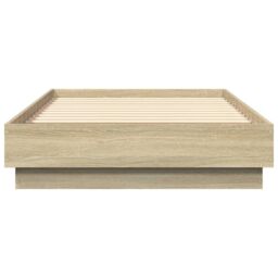 Berkfield Home Bed Frame without Mattress with LED Lights Sonoma Oak 90x190 cm Single in Brown - thumbnail 6