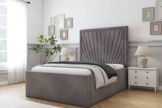 "Comfort Beds Kensington Naples Bed Frame With Mattress-50"" Upholstered in Grey - Size: Single" - image 1
